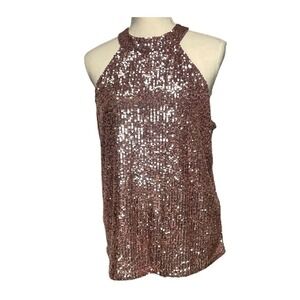 Cable & Gauge Pink Sequin Halter Top Women's XL